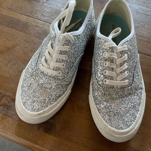 SEAVEES  for jCrew silver sparkle sneaker size 8.5